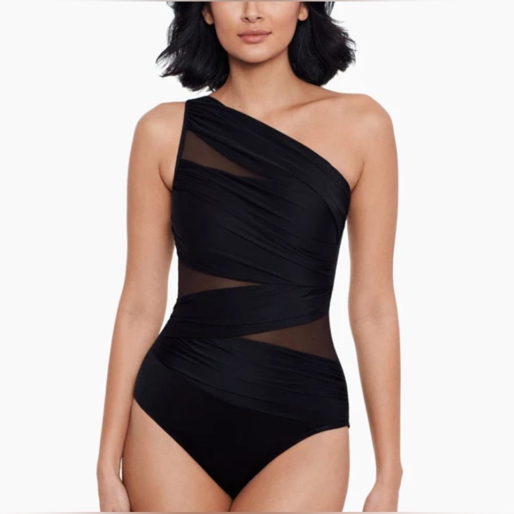 Miraclesuit Jena Black One Shoulder One-Piece Swimsuit